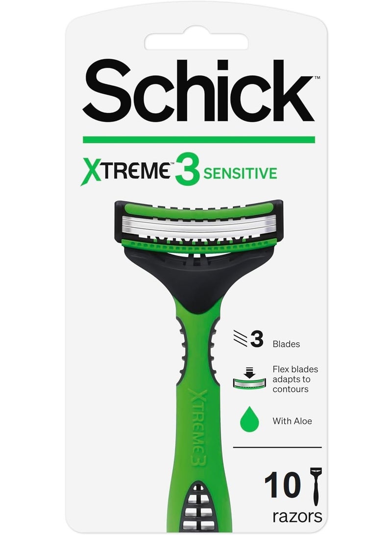 Schick Xtreme 3 Sensitive Tripple Blade Disposable Razor For Men Strip Enriched With Aloe Vera Close & Comfortable Shave No I